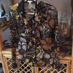 Cach’e multi- colored print blouse